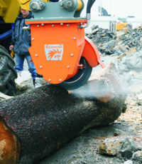 Echidna excavator stump grinder demonstration at Mokra Exhibition, Czech Republic, June 2012